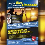 Auf ein Bier oder eine Limo am 13.10.2025 um 19 Uhr vor dem Kloster