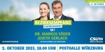 Herzliche Einladung zum CSU-Bezirksempfang mit Ministerpr&auml;sident Dr. Markus S&ouml;der am 01.10.23 in W&uuml;rzburg