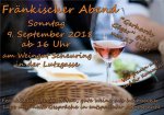 Herzliche Einladung zum fr&auml;nkischen Abend am Sonntag, 09.09.2018