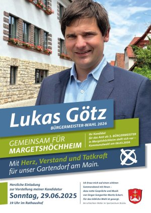 Herzliche Einladung zur Vorstellung von Lukas Götz als unserem Bürgermeisterkandidaten am 29.06.2025