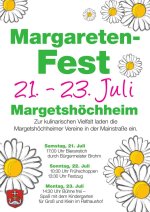 Herzliche Einladung zum Margaretenfest - 21.-23.07.2018